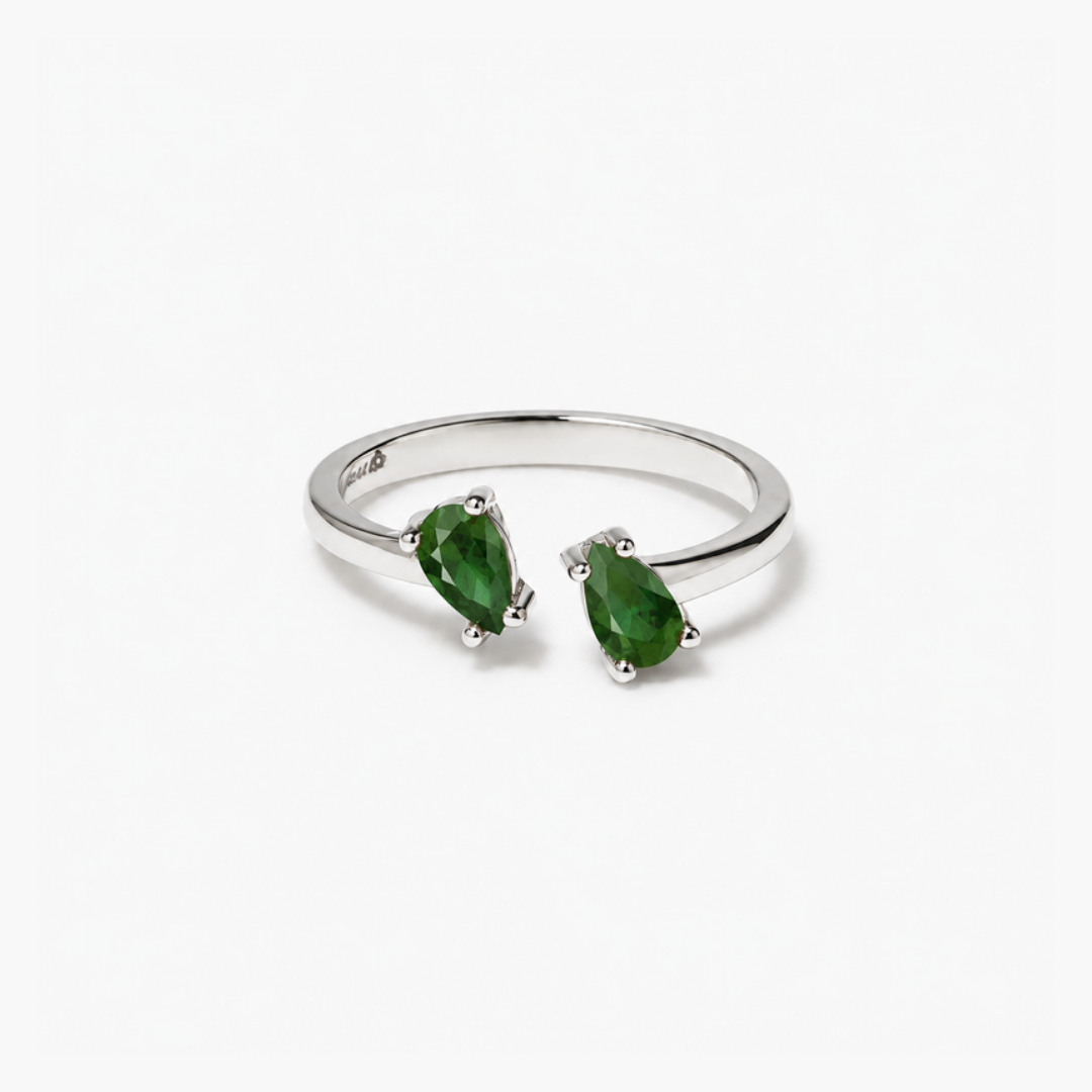Lumière Green Ring Silber