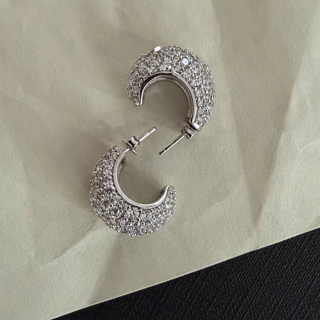 Dôme Pavé Hoops Silber - Heyam Jewelry