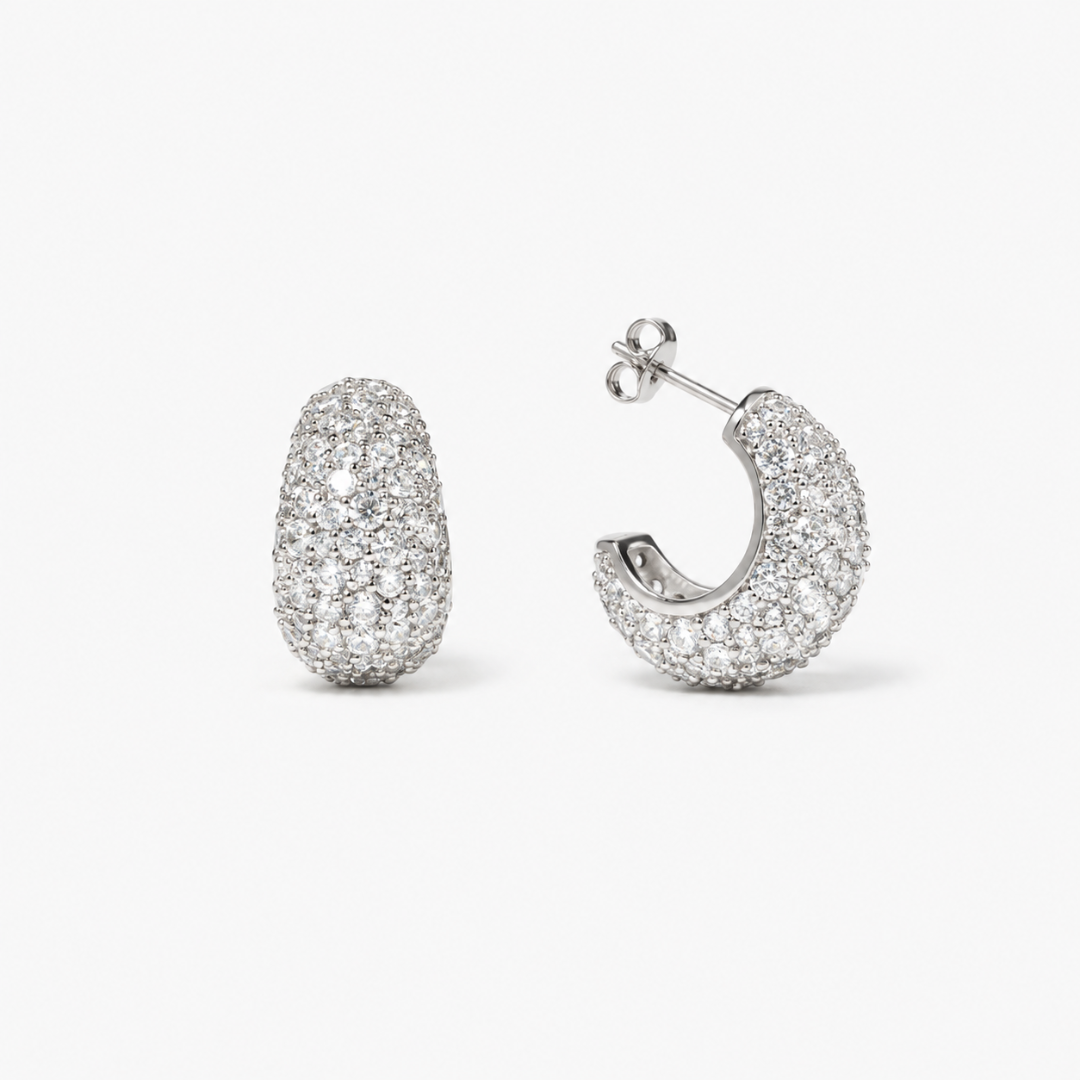 Dôme Pavé Hoops Silber - Heyam Jewelry