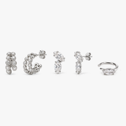 Éclat Earstack Set in Silber: Éclat Bezel Creolen, Marquise Duo Ohrstecker und Marquise Ear Cuff
