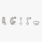 Marquise Brilliant Earstack in Silber: Éclat Bezel Creolen, Round Brilliant Studs und Marquise Ear Cuff
